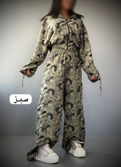 ست کراپ شلوار آستین گت دار